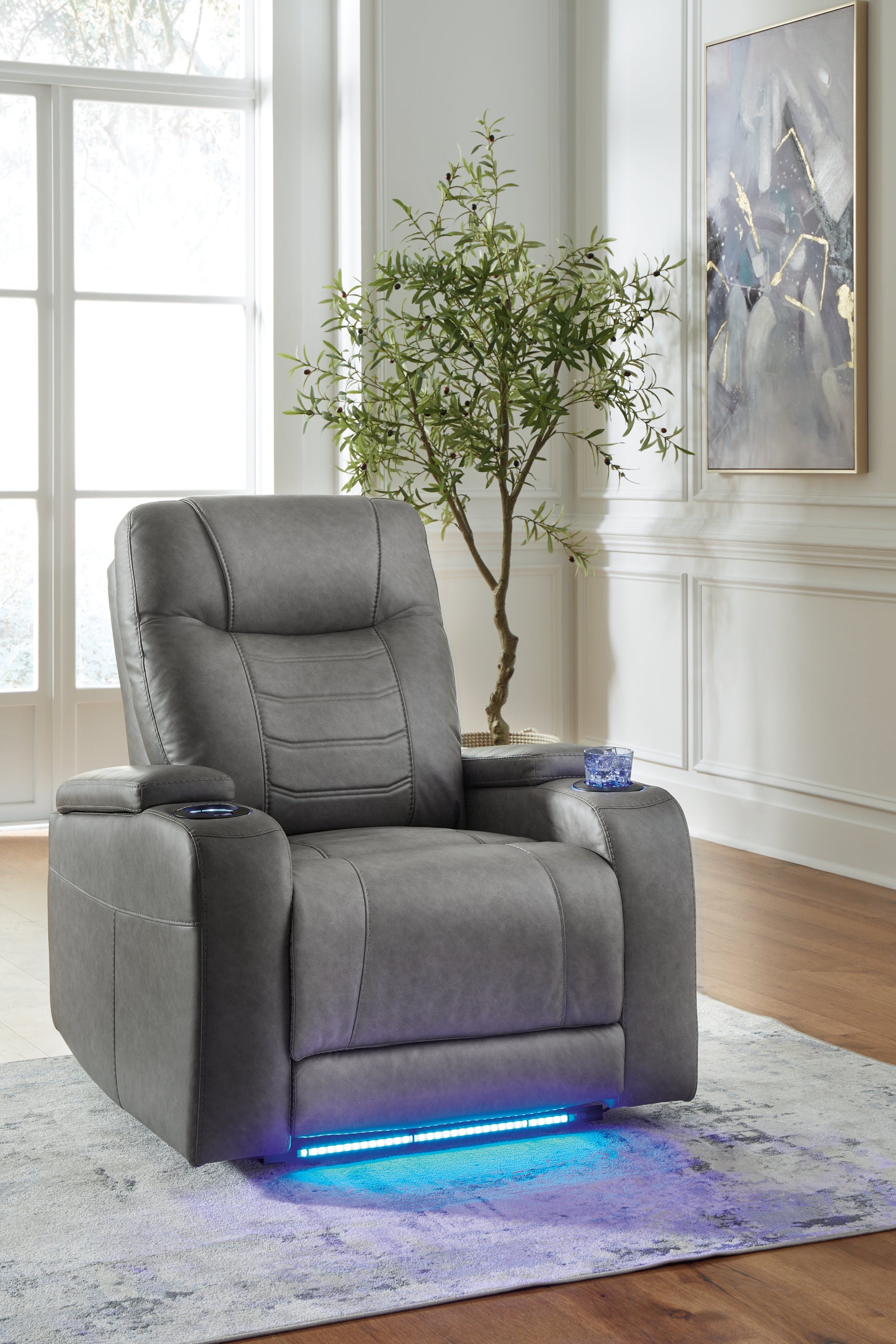 Sam's Furniture - Ashley Furniture - Schooner Rocks Living Room - PWR Recliner/ADJ Headrest / Slate - 1610213