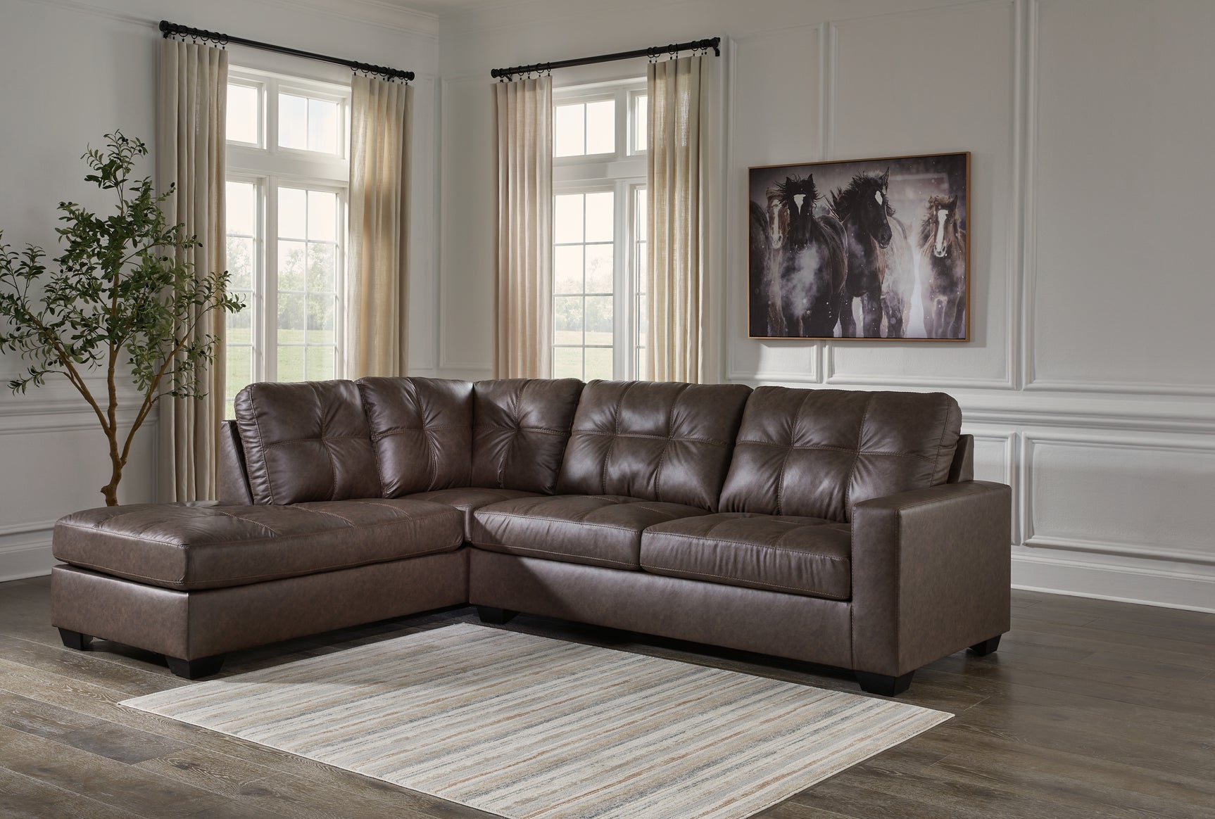 Sam's Furniture - Ashley Furniture - Barlin Mills Sectional - RAF 2-Piece Sectional with Chaise / Umber - 17003S1