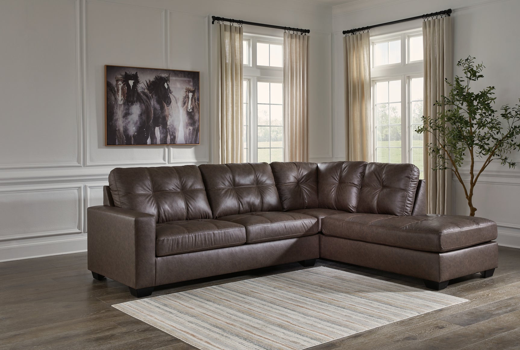 Sam's Furniture - Ashley Furniture - Barlin Mills Sectional - LAF 2-Piece Sectional with Chaise / Umber - 17003S2