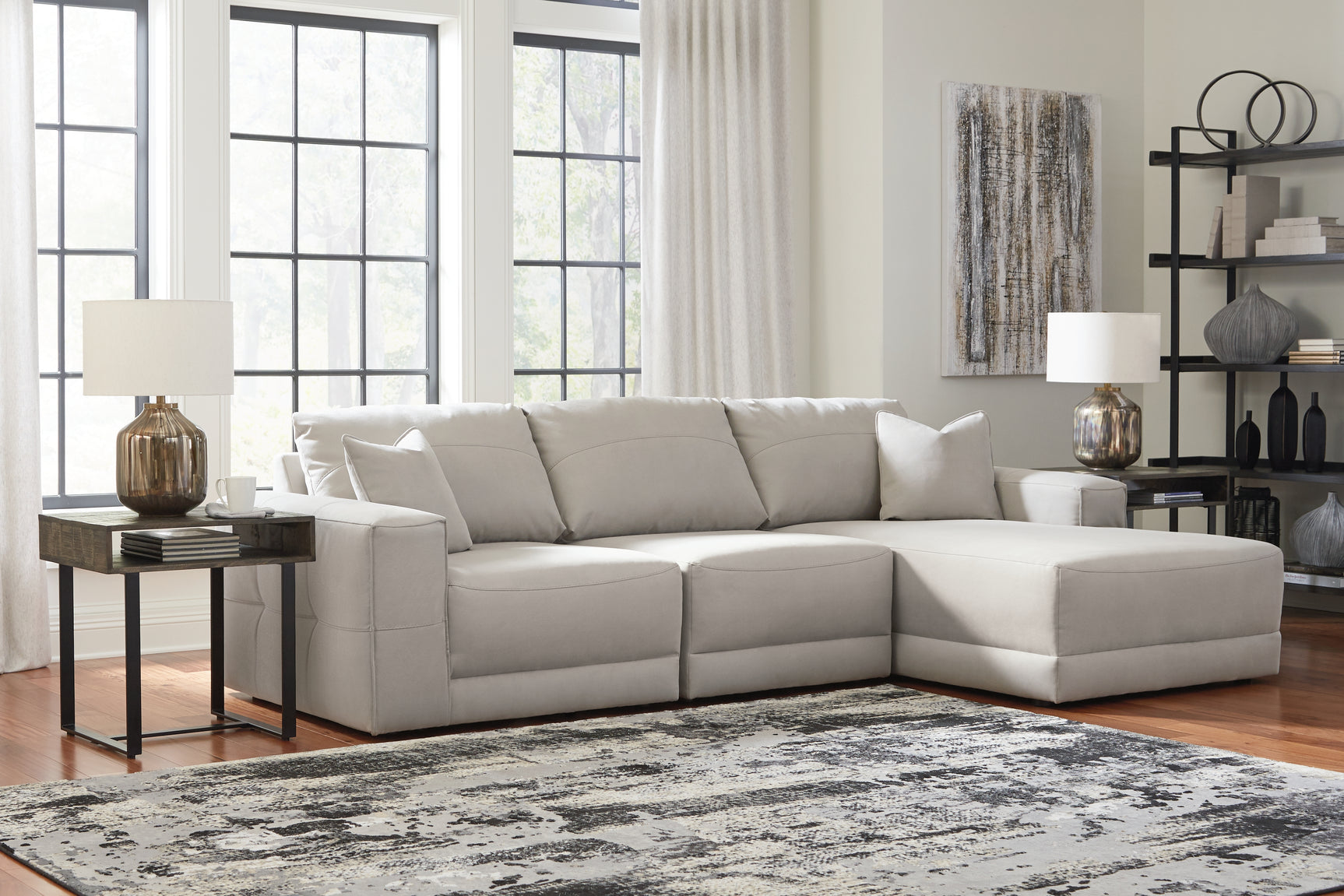 Sam's Furniture - Ashley Furniture - Next-Gen Gaucho Sectional - RAF 3-Piece Sectional Sofa with Chaise / Gray - 18304S2