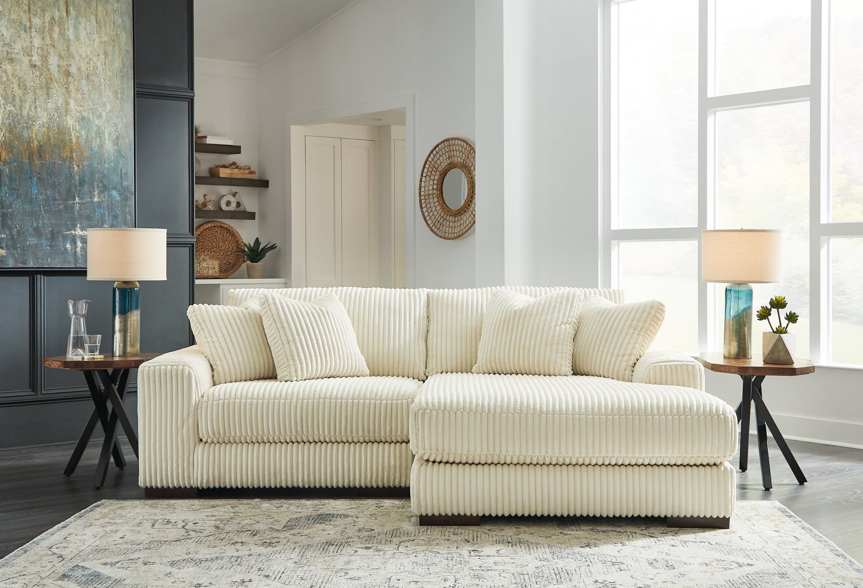 Sam's Furniture - Ashley Furniture - Lindyn Sectional - RAF 2-Piece Sectional with Chaise / Ivory - 21104S4
