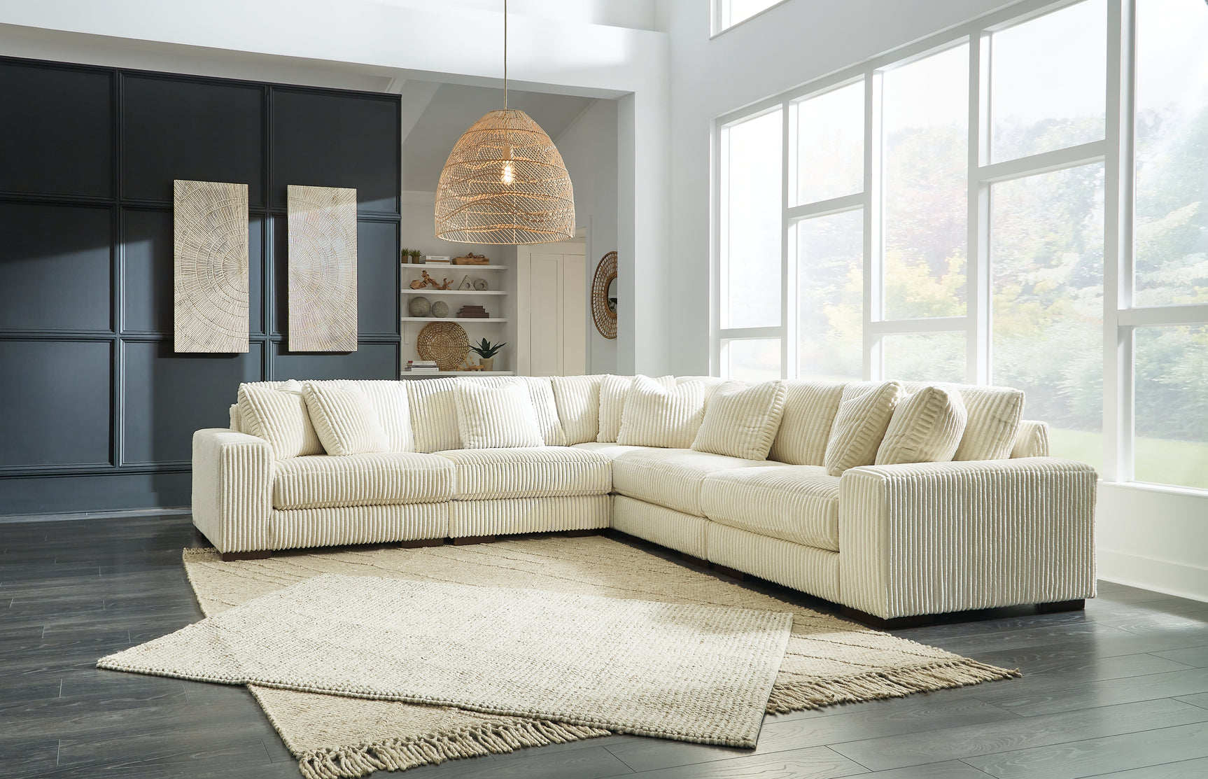 Sam's Furniture - Ashley Furniture - Lindyn Sectional - RAF 5-Piece Sectional / Ivory - 21104S5