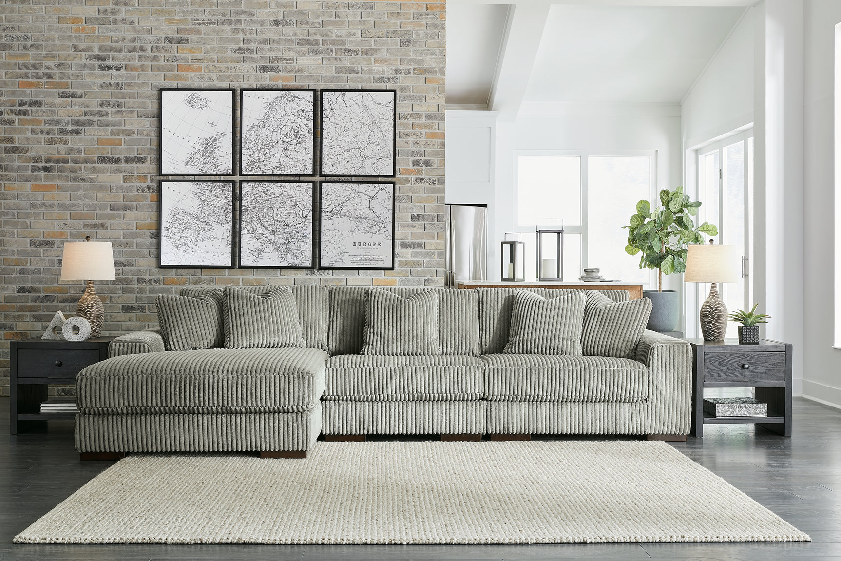 Sam's Furniture - Ashley Furniture - Lindyn Sectional - RAF 3-Piece Sectional with Chaise / Fog - 21105S10