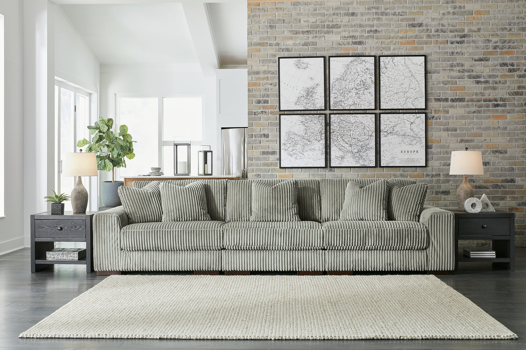 Sam's Furniture - Ashley Furniture - Lindyn Sectional - RAF 3-Piece Sectional Sofa / Fog - 21105S14