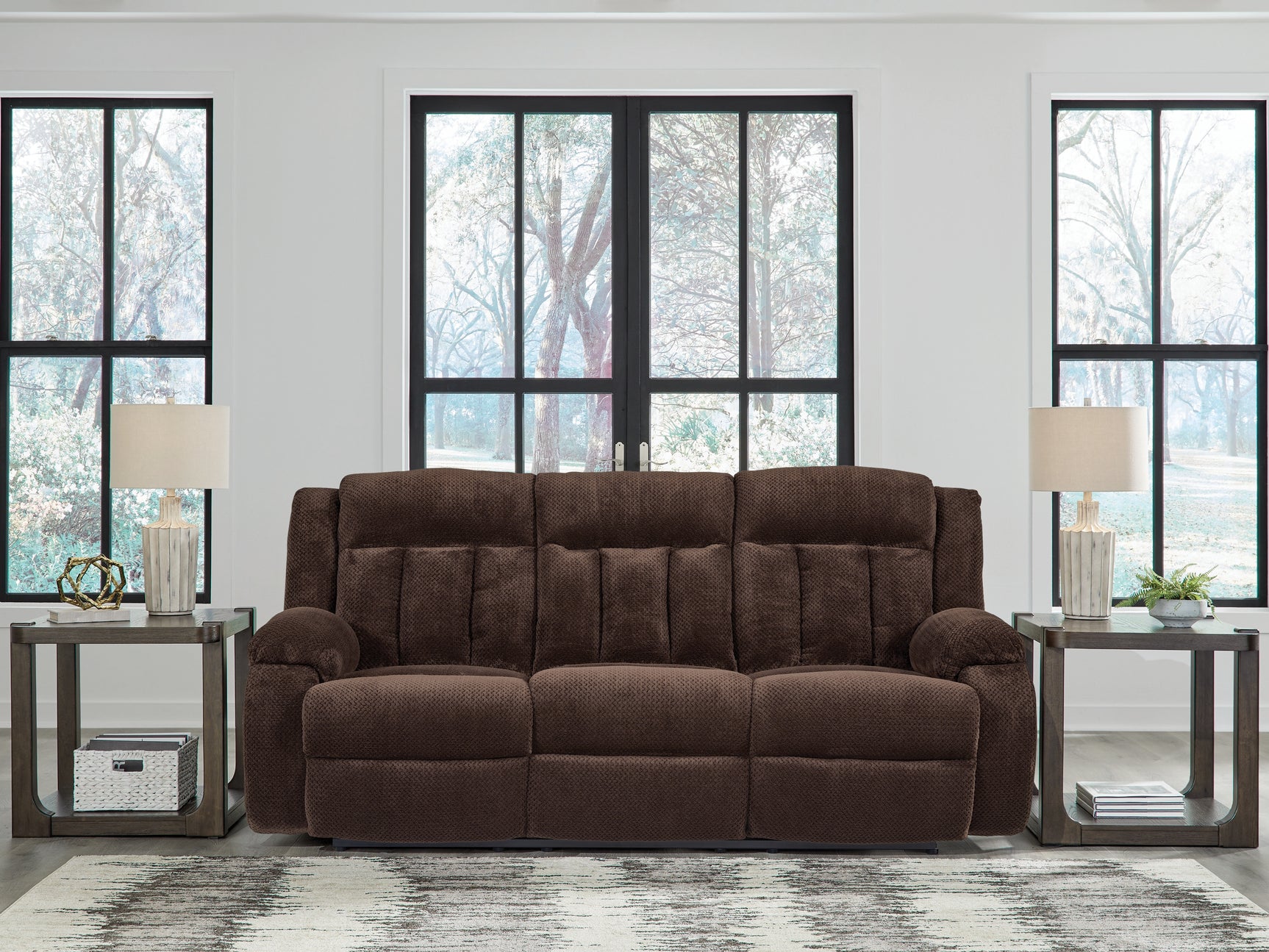 Sam's Furniture - Ashley Furniture - Observation Living Room - DBL REC PWR Loveseat w/Console / Chocolate - PC2140696