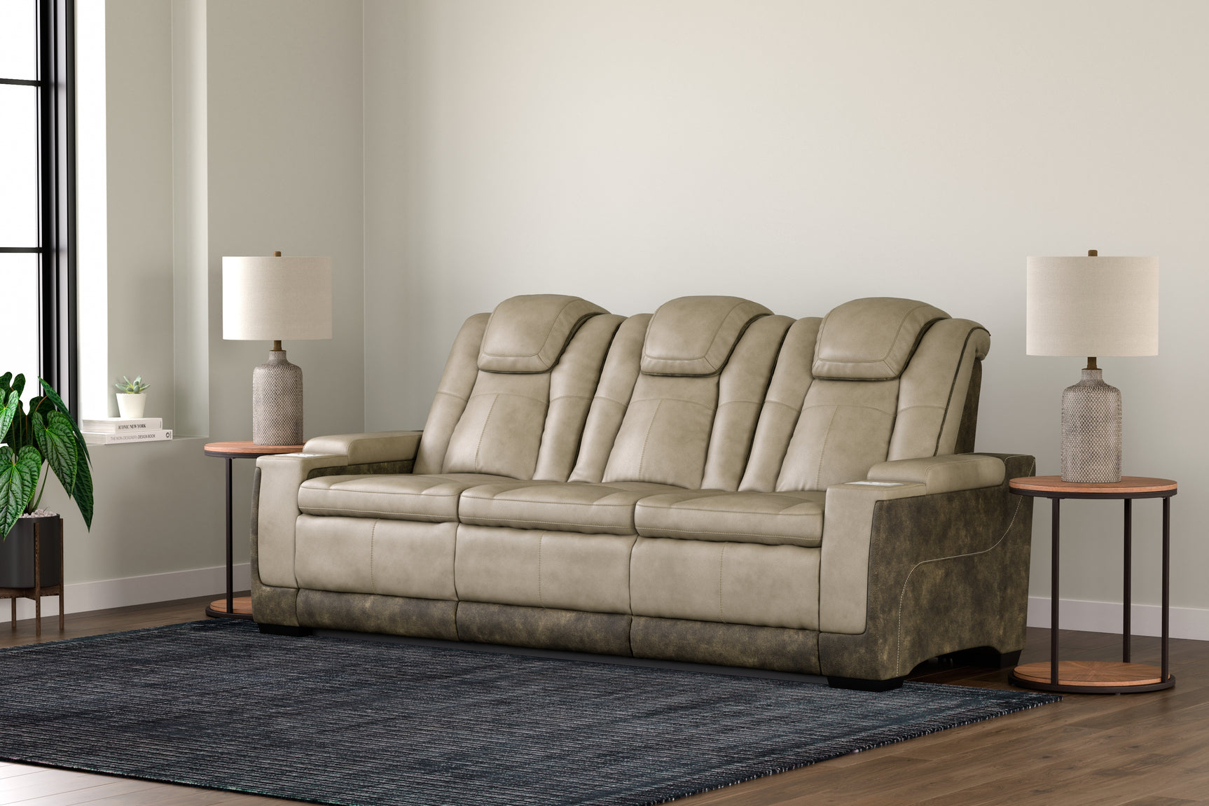Sam's Furniture - Ashley Furniture - Next-Gen DuraPella Living Room - PWR REC Sofa with ADJ Headrest / Sand - 2200315