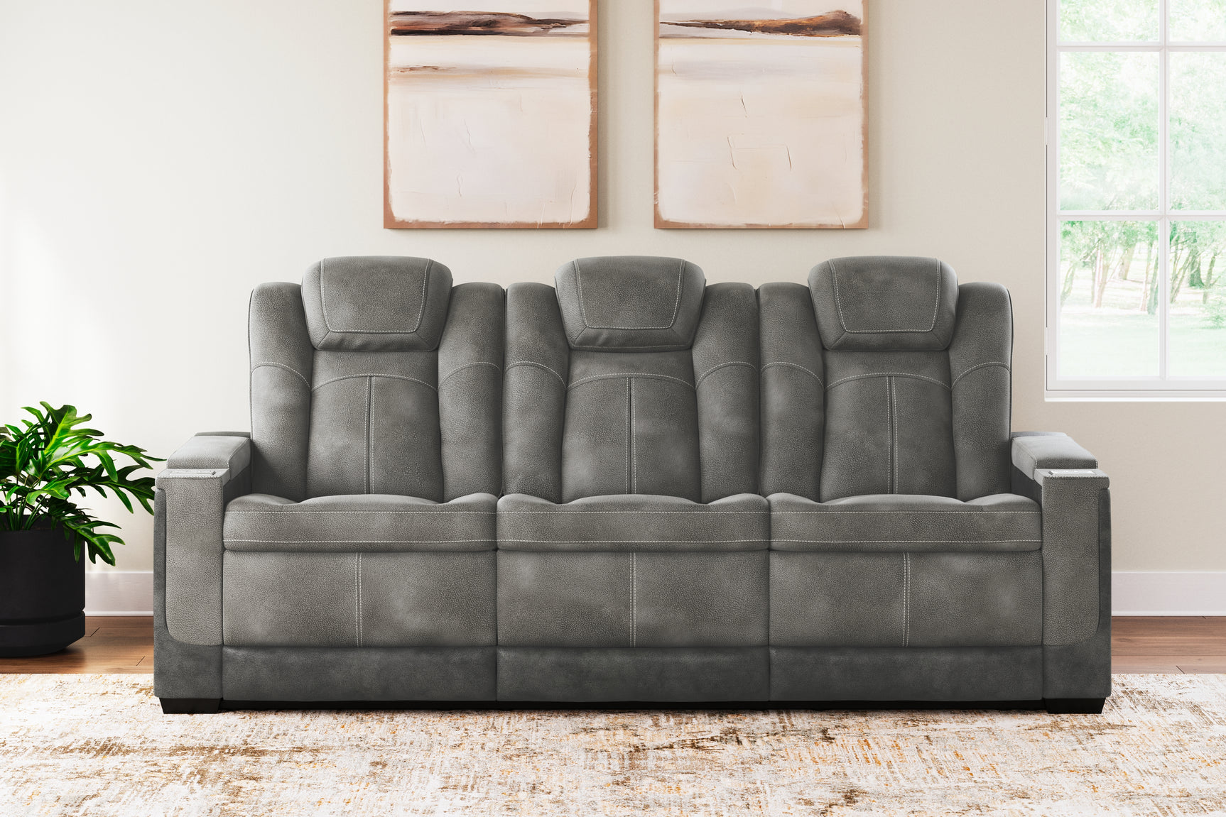 Sam's Furniture - Ashley Furniture - Next-Gen DuraPella Living Room - PWR REC Sofa with ADJ Headrest / Slate - 2200415