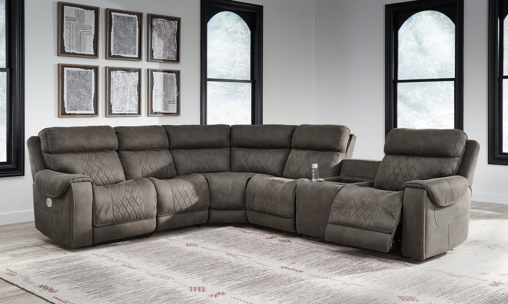 Sam's Furniture - Ashley Furniture - Hoopster Sectional - 6-Piece Power Reclining Sectional / Gunmetal - 23703S5