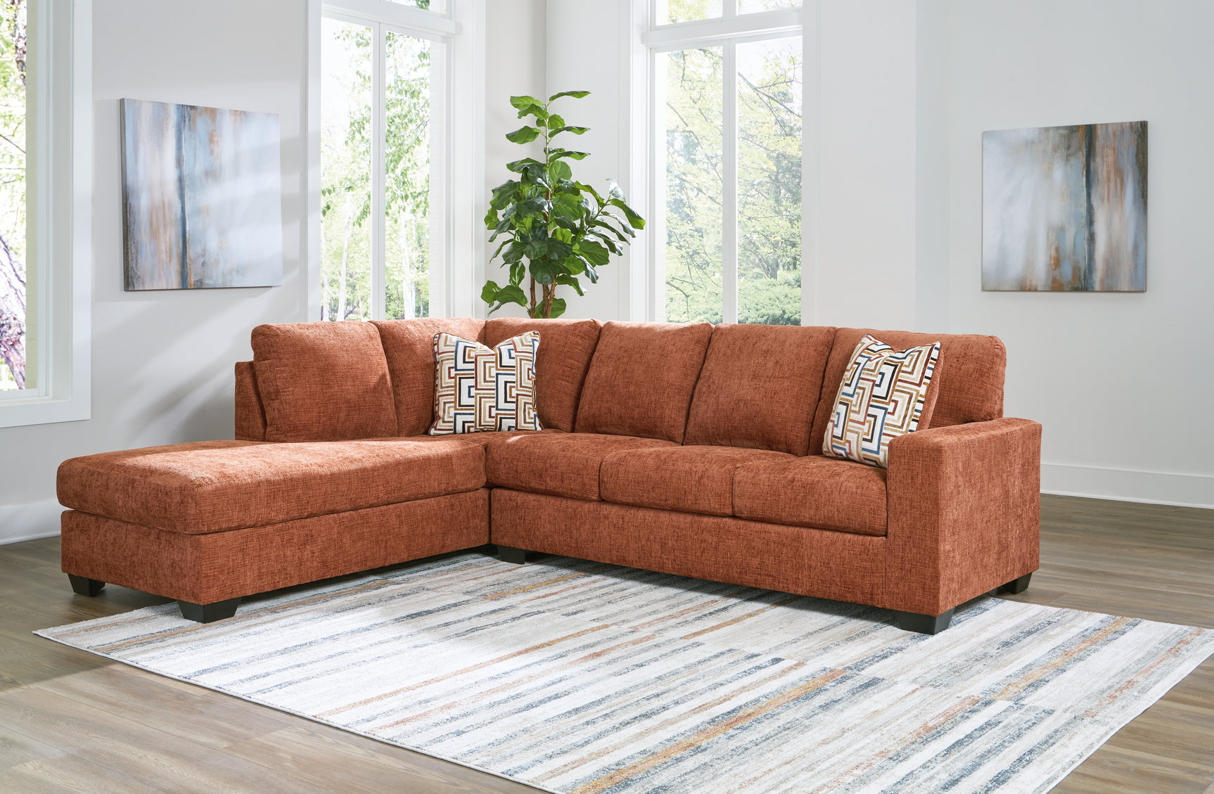 Sam's Furniture - Ashley Furniture - Aviemore Sectional - RAF 2-Piece Sectional with Chaise / Spice - 24304S1