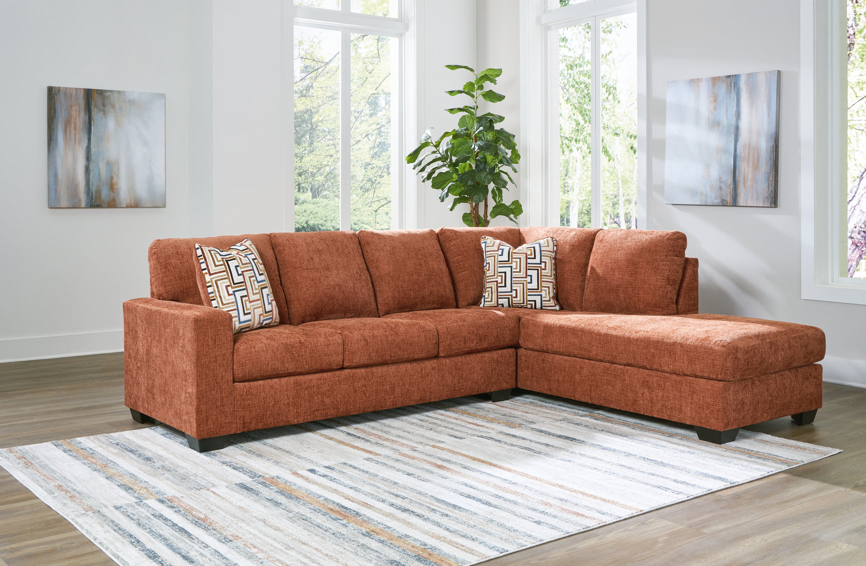 Sam's Furniture - Ashley Furniture - Aviemore Sectional - RAF 2-Piece Sectional with Chaise / Spice - 24304S1