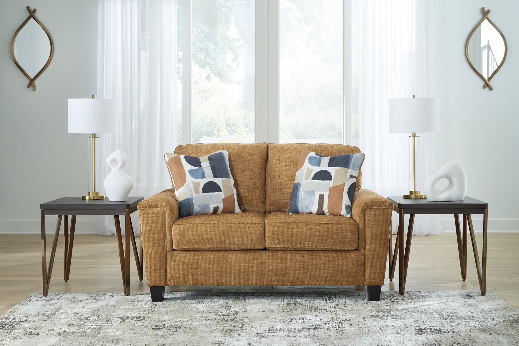 Sam's Furniture - Ashley Furniture - Erinslane Living Room - Loveseat / Honey - 2520735