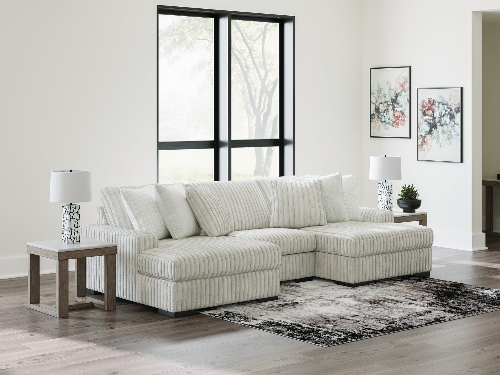 Sam's Furniture - Ashley Furniture - Stupendous Sectional - RAF 3-Piece Sectional with Double Chaise / Alloy - 25903S4