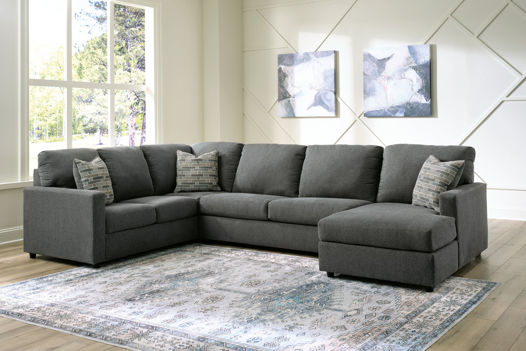 Sam's Furniture - Ashley Furniture - Edenfield Sectional - LAF 3-Piece Sectional with Chaise / Charcoal - 29003S2