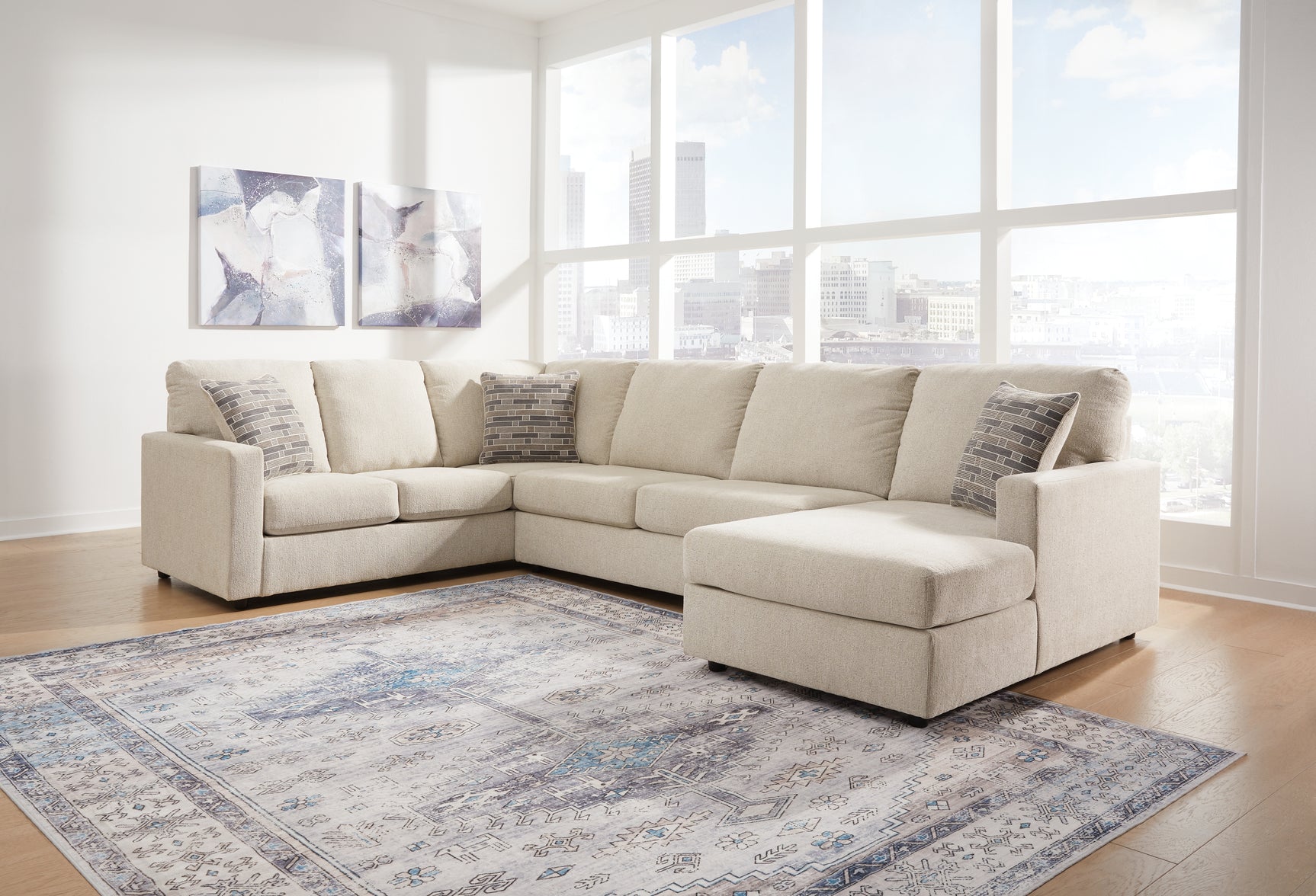 Sam's Furniture - Ashley Furniture - Edenfield Sectional - LAF 3-Piece Sectional with Chaise / Linen - 29004S2