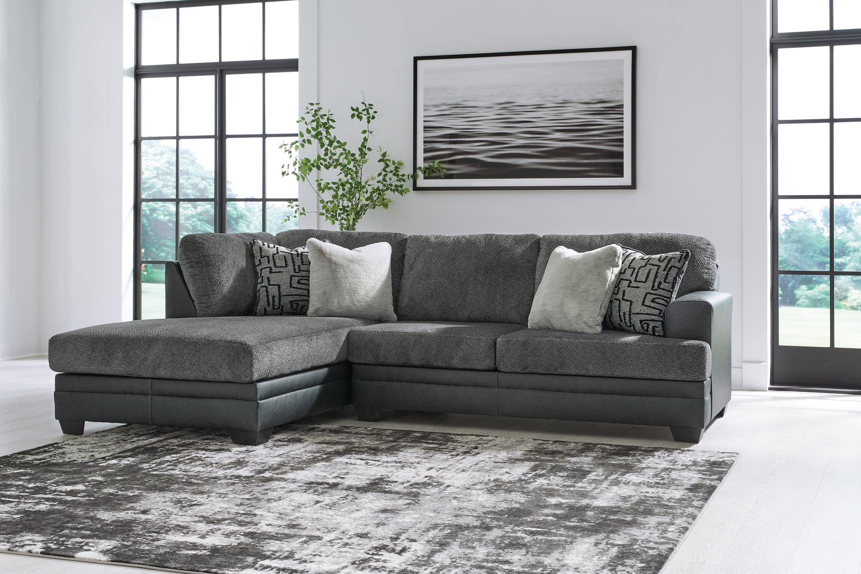 Sam's Furniture - Ashley Furniture - Brixley Pier Sectional - LAF 2-Piece Sectional with Chaise / Graphite - 29906S2