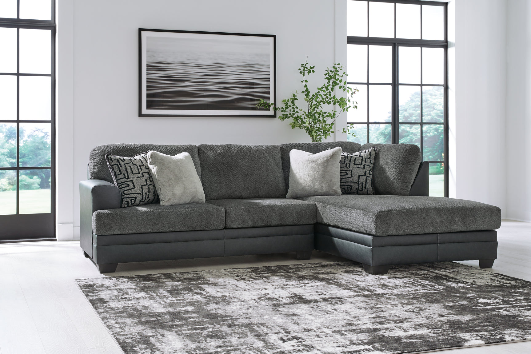 Sam's Furniture - Ashley Furniture - Brixley Pier Sectional - LAF 2-Piece Sectional with Chaise / Graphite - 29906S2