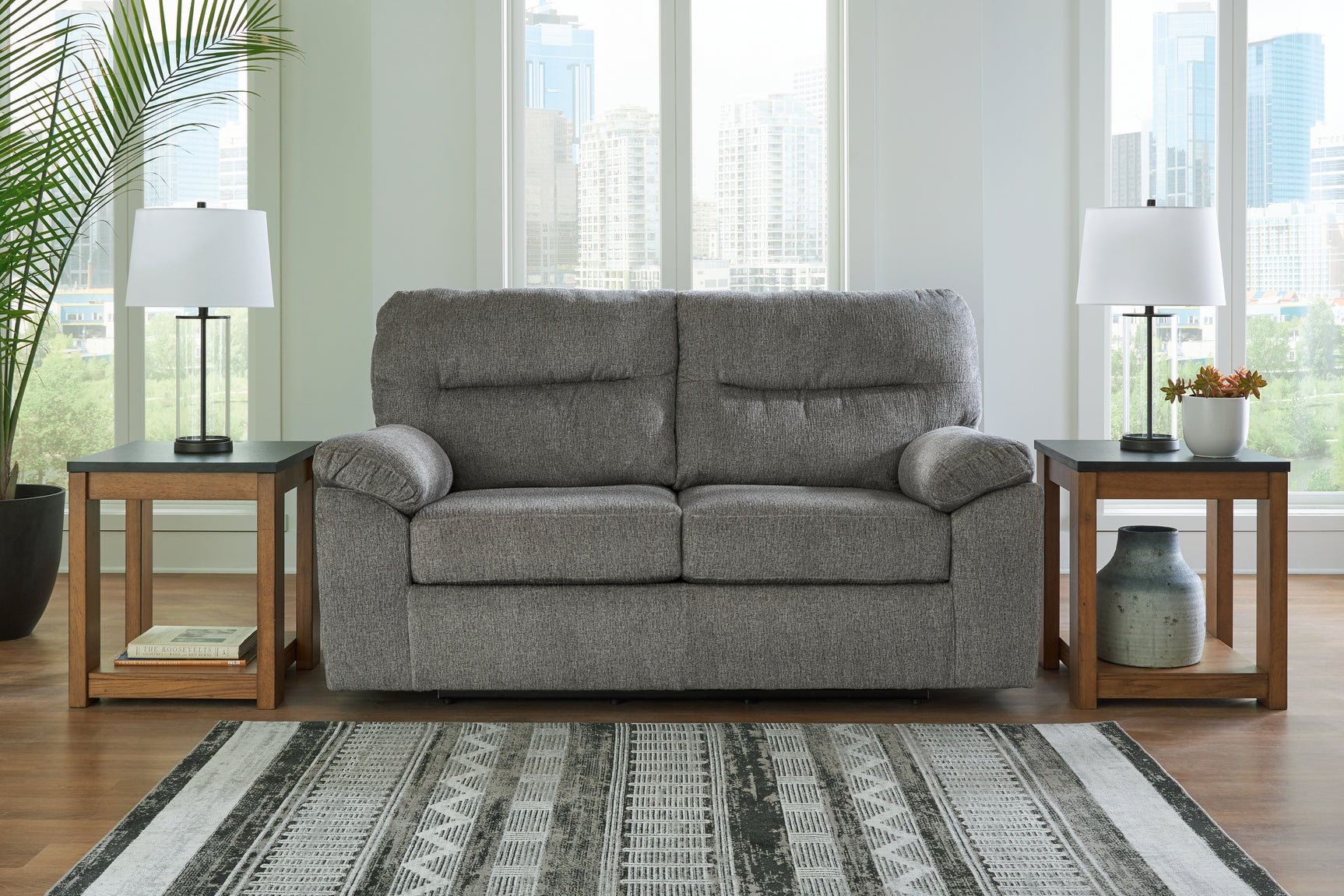 Sam's Furniture - Ashley Furniture - Bindura Living Room - Glider Loveseat / Mineral - 3030578