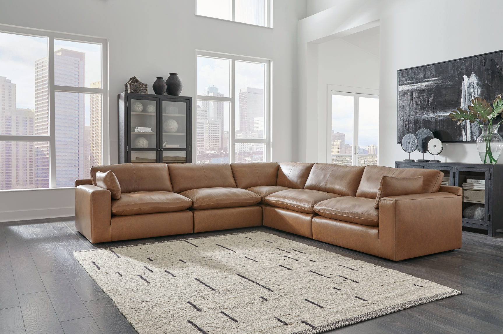 Sam's Furniture - Ashley Furniture - Emilia Sectional - RAF 5-Piece Sectional / Caramel - 30901S4