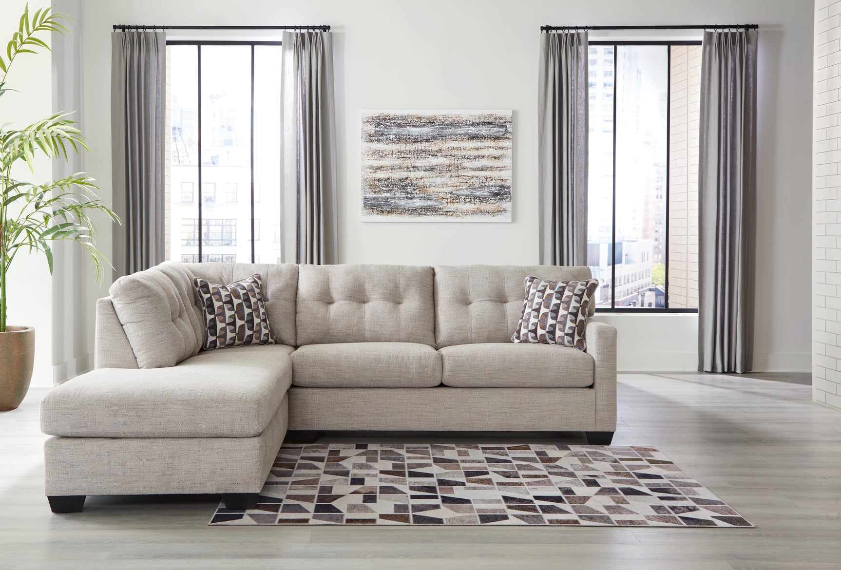 Sam's Furniture - Ashley Furniture - Mahoney Sectional - RAF 2-Piece Sectional with Chaise / Pebble - 31004S1