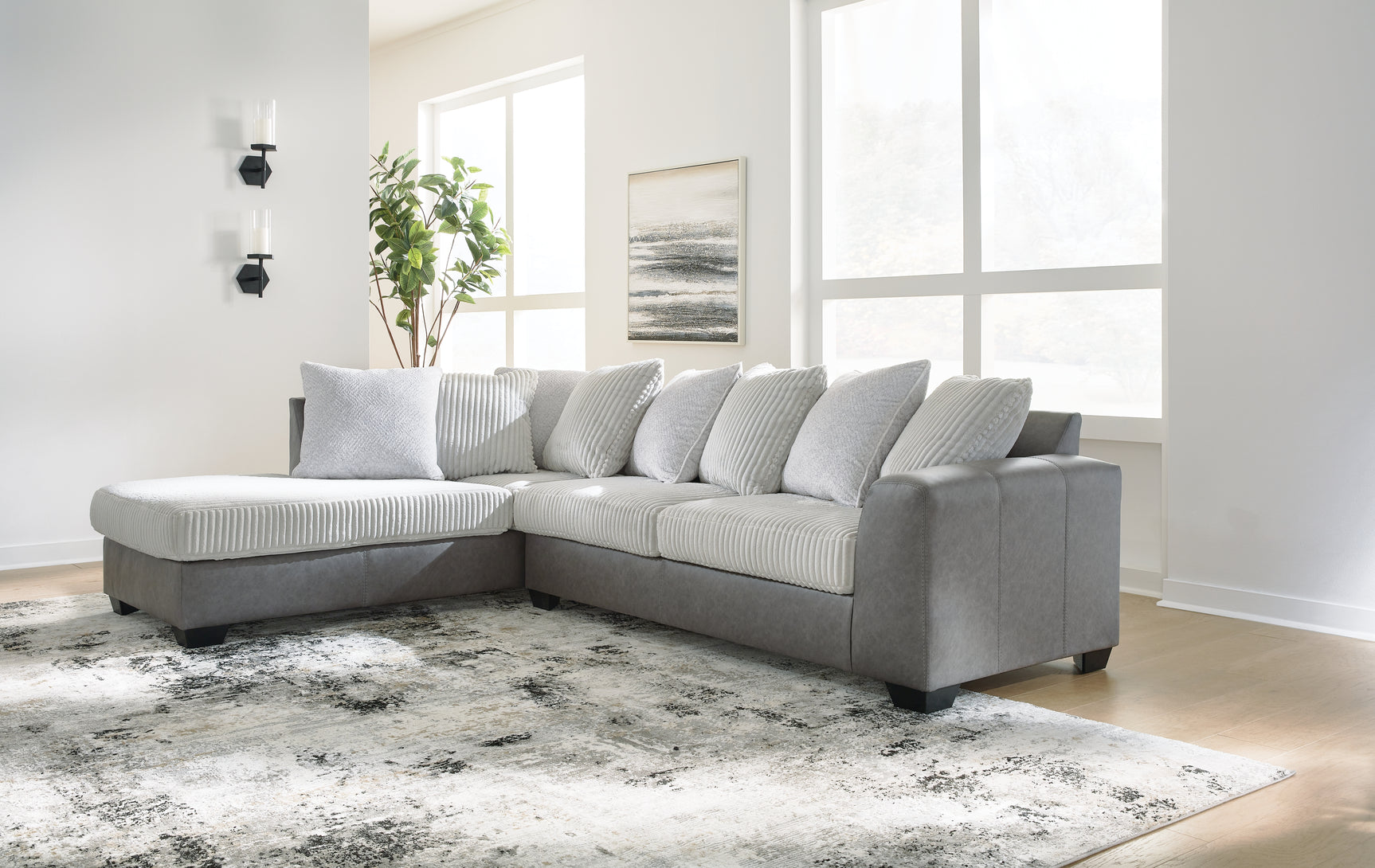 Sam's Furniture - Ashley Furniture - Clairette Court Sectional - LAF 2-Piece Sectional with Chaise / Alloy - 31503S2