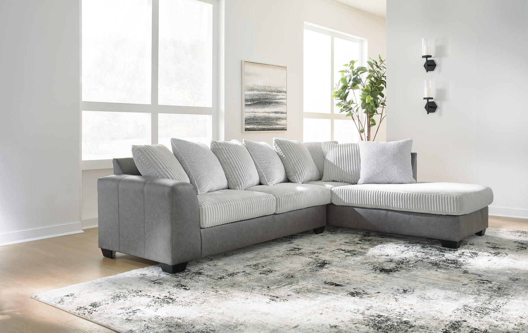Sam's Furniture - Ashley Furniture - Clairette Court Sectional - LAF 2-Piece Sectional with Chaise / Alloy - 31503S2