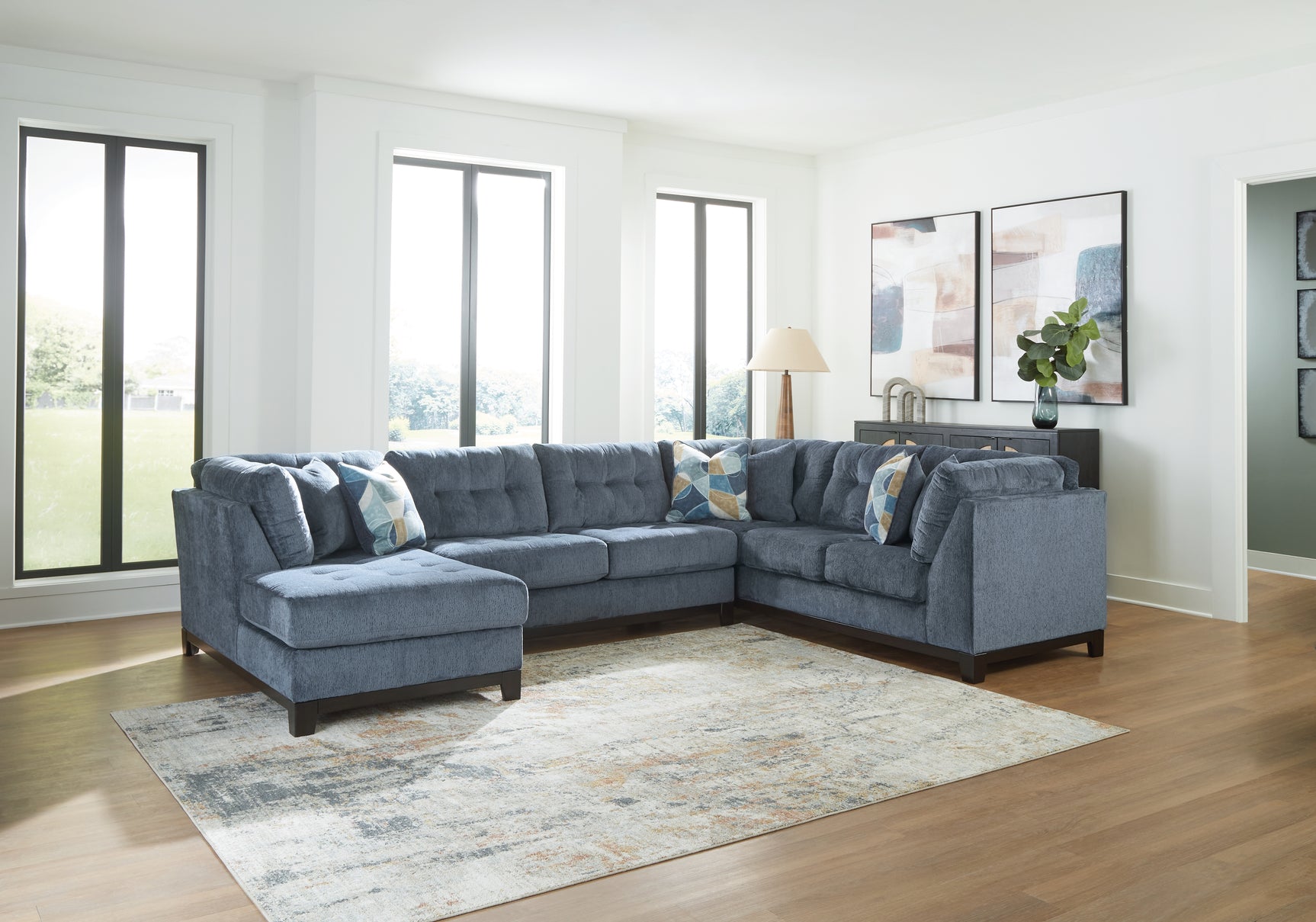 Sam's Furniture - Ashley Furniture - Maxon Place Sectional - RAF 3-Piece Sectional with Chaise / Navy - 33003S1