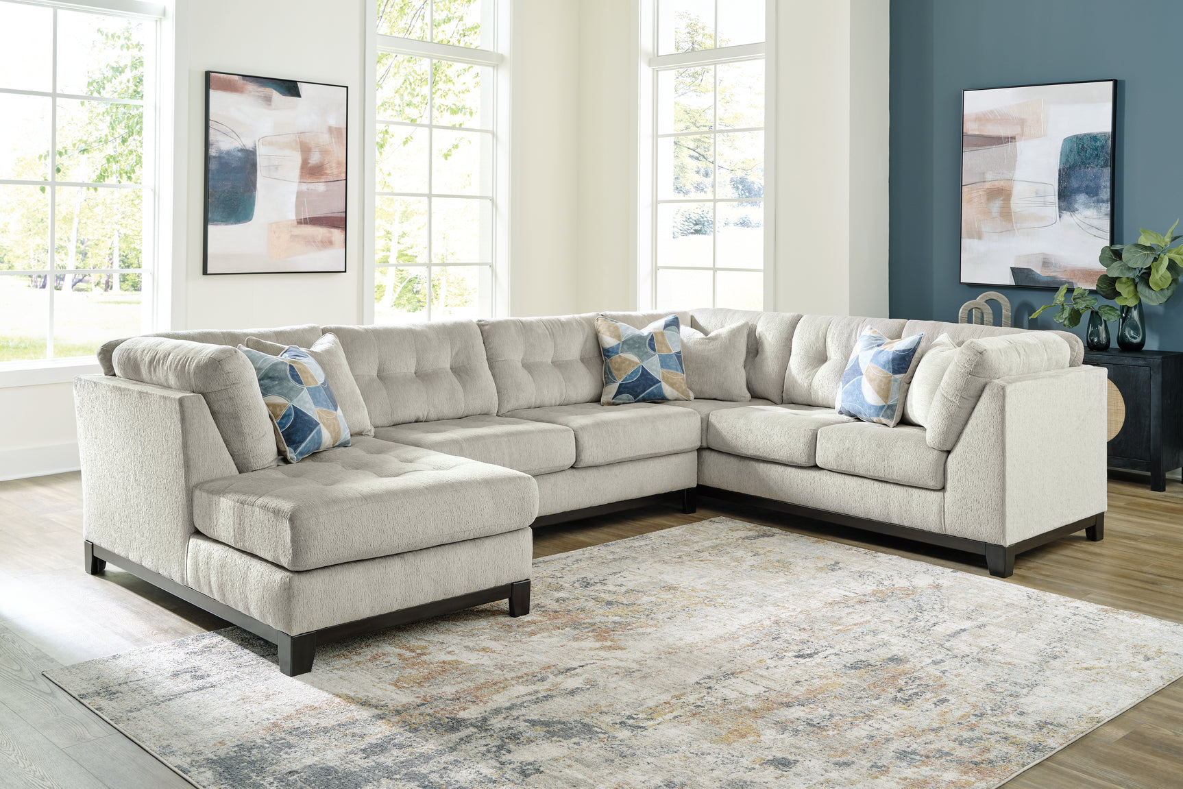 Sam's Furniture - Ashley Furniture - Maxon Place Sectional - RAF 3-Piece Sectional with Chaise / Navy - 33003S1