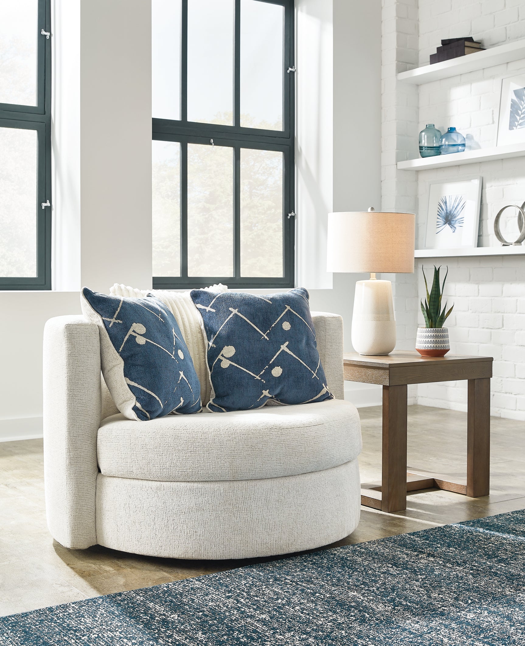 Sam's Furniture - Ashley Furniture - Padova Living Room - Swivel Accent Chair / Ivory - 3370644