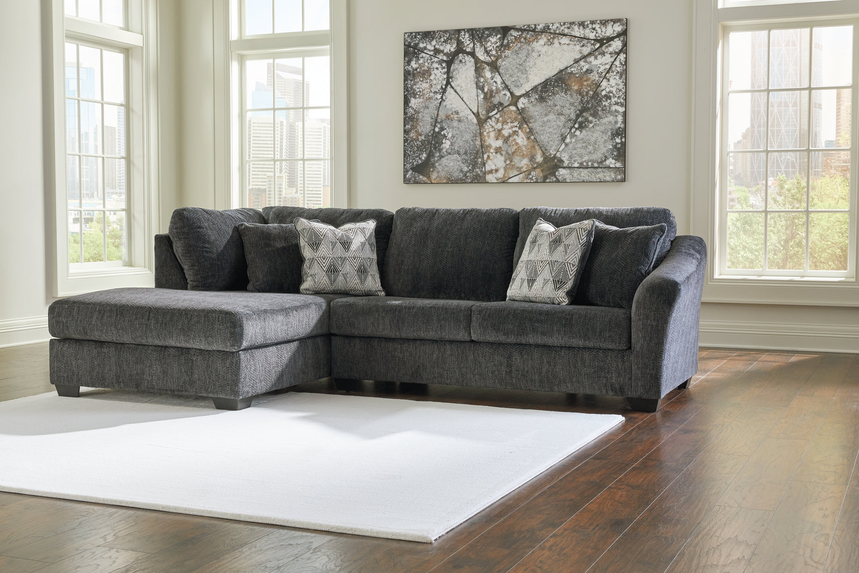 Sam's Furniture - Ashley Furniture - Biddeford Sectional - RAF 2-Piece Sectional with Chaise / Shadow - 35504S1