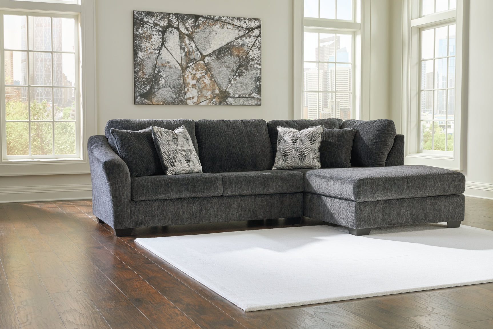 Sam's Furniture - Ashley Furniture - Biddeford Sectional - 2-Piece Sleeper Sectional with Chaise / Shadow - 35504S4