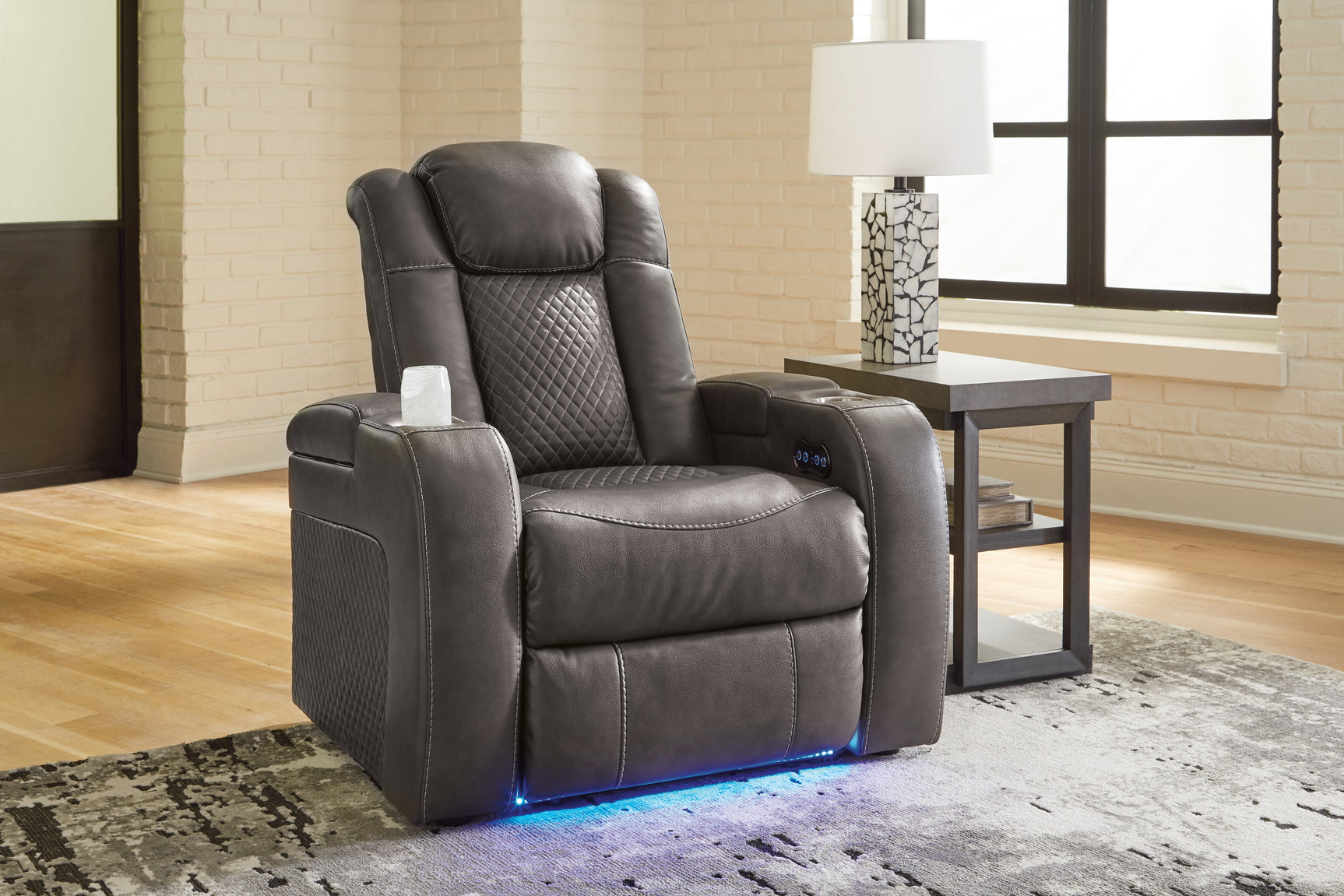 Sam's Furniture - Ashley Furniture - Fyne-Dyme Living Room - PWR Recliner/ADJ Headrest / Shadow - 3660213