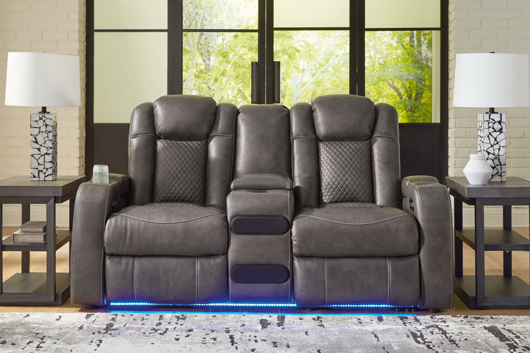 Sam's Furniture - Ashley Furniture - Fyne-Dyme Living Room - PWR REC Loveseat/CON/ADJ HDRST / Shadow - 3660218
