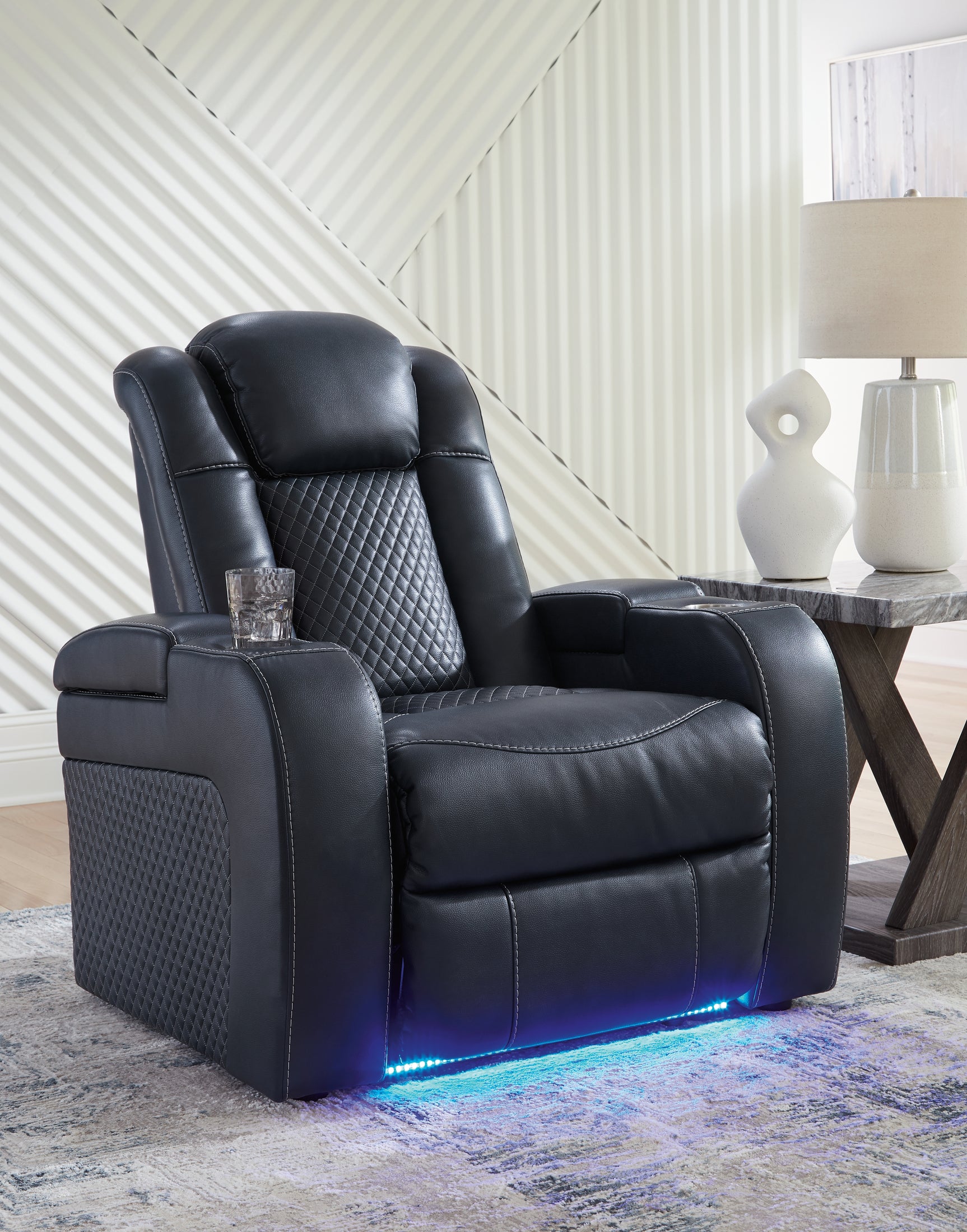 Sam's Furniture - Ashley Furniture - Fyne-Dyme Living Room - PWR Recliner/ADJ Headrest / Sapphire - 3660313