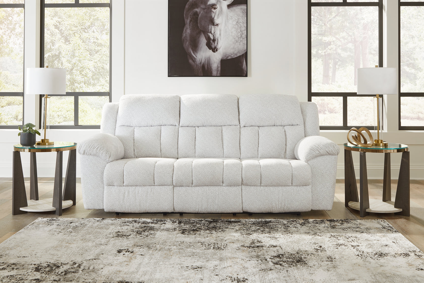 Sam's Furniture - Ashley Furniture - Frohn Living Room - Reclining Sofa / Snow - 3740588