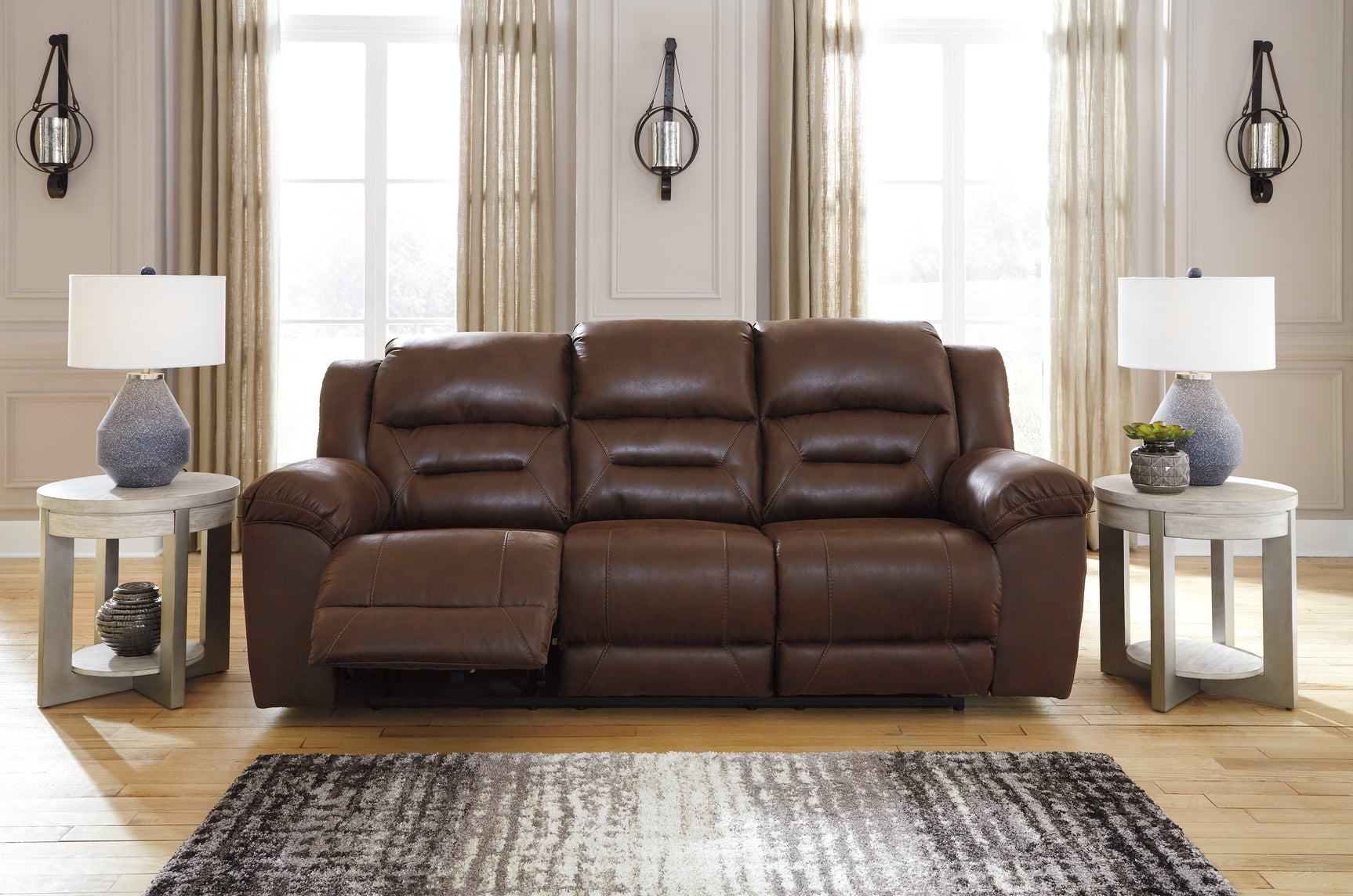 Sam's Furniture - Ashley Furniture - Stoneland Living Room - Reclining Sofa / Chocolate - 3990488