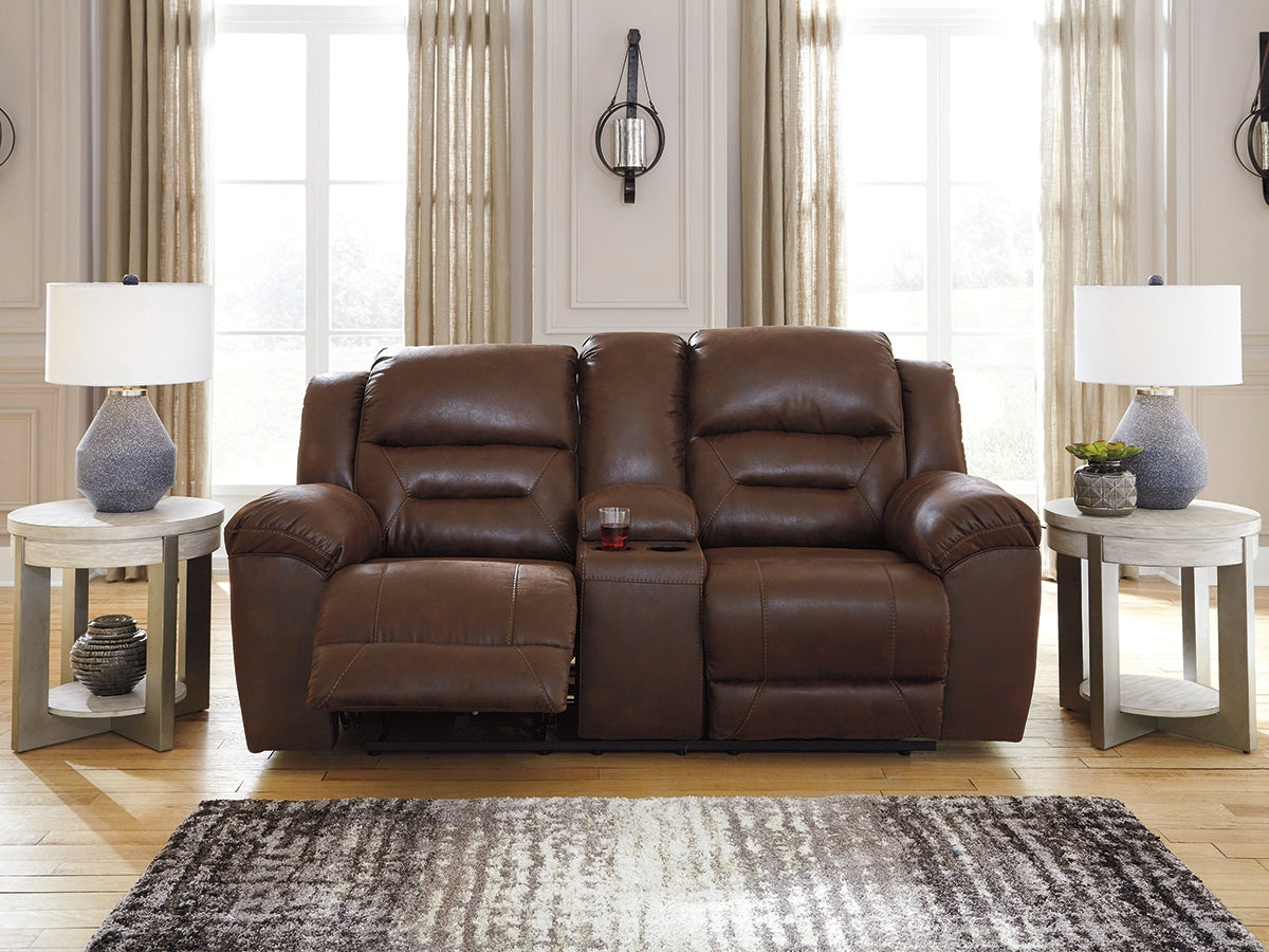 Sam's Furniture - Ashley Furniture - Stoneland Living Room - DBL REC PWR Loveseat w/Console / Chocolate - 3990496