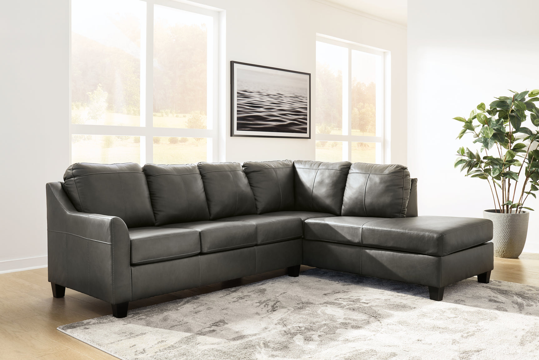 Sam's Furniture - Ashley Furniture - Valderno Sectional - LAF 2-Piece Sectional with Chaise / Fog - 47804S1