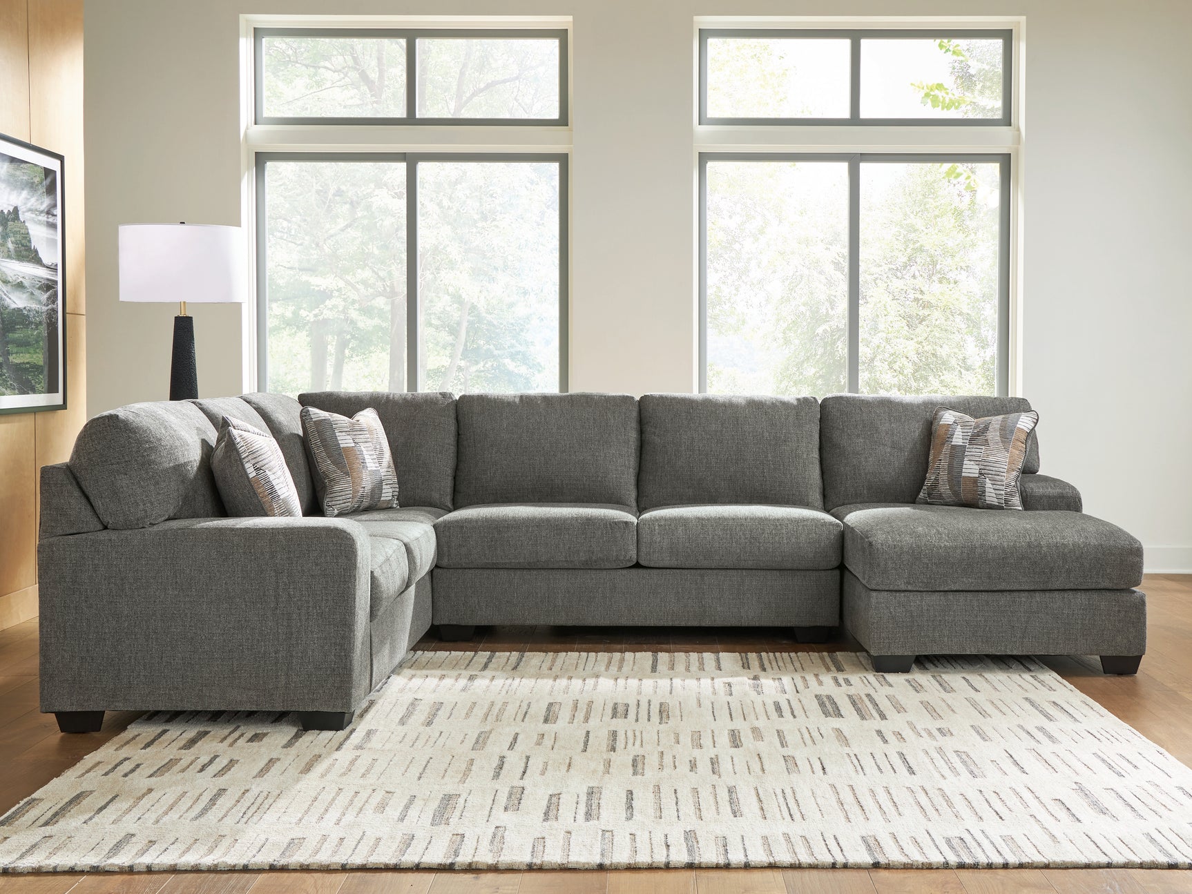 Sam's Furniture - Ashley Furniture - Revenna Sectional - LAF 3-Piece Sectional with Chaise / Greystone - PC48405S2