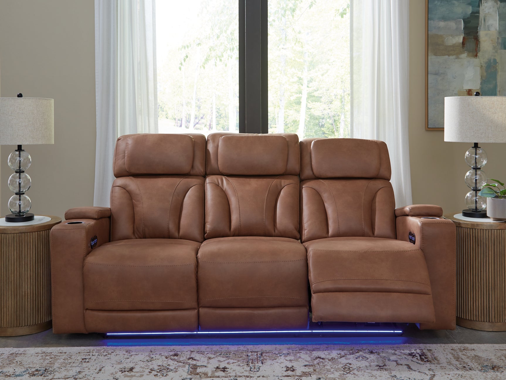 Sam's Furniture - Ashley Furniture - Clean-Slate Living Room - PWR REC Sofa with ADJ Headrest / Caramel - PC5010115