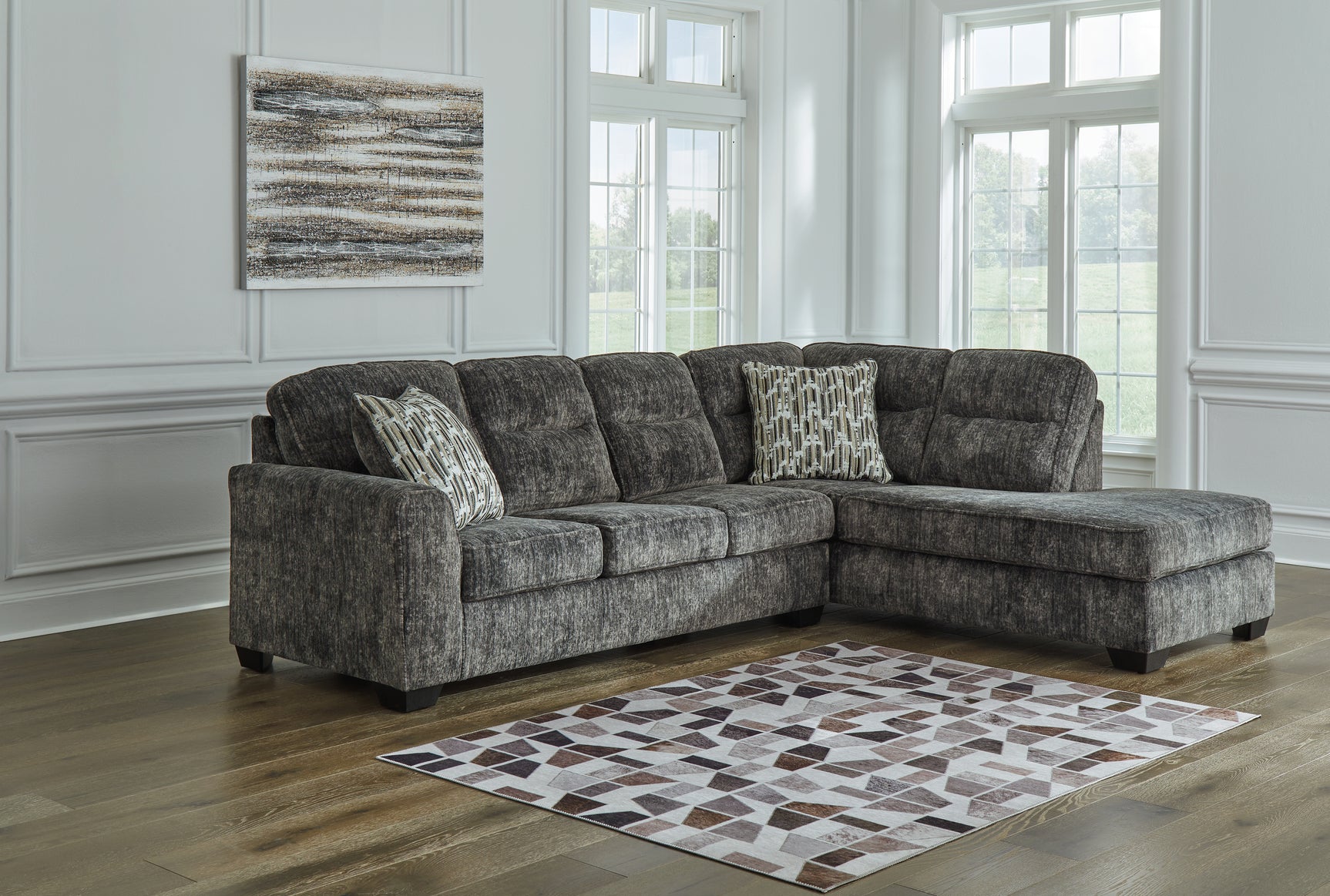 Sam's Furniture - Ashley Furniture - Lonoke Sectional - LAF 2-Piece Sectional with Chaise / Gunmetal - 50504S2