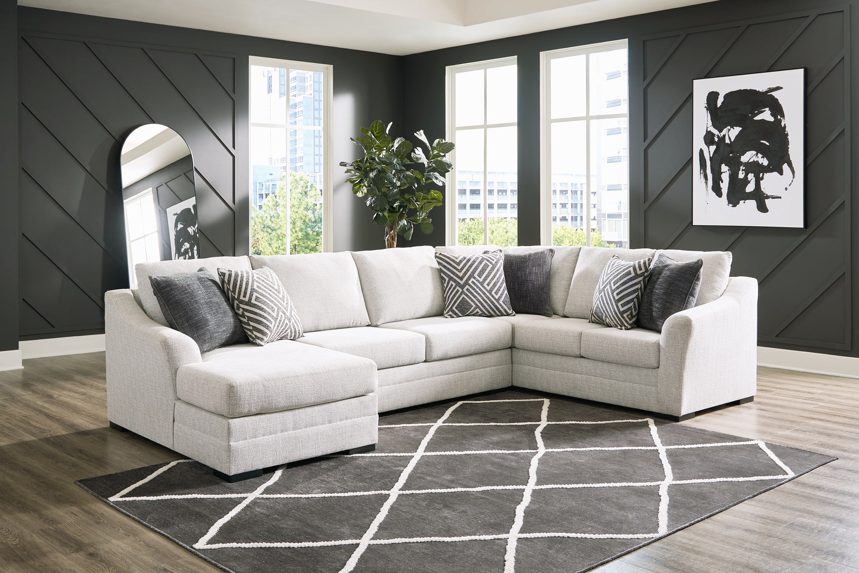 Sam's Furniture - Ashley Furniture - Koralynn Sectional - RAF 3-Piece Sectional with Chaise / Stone - 54102S1