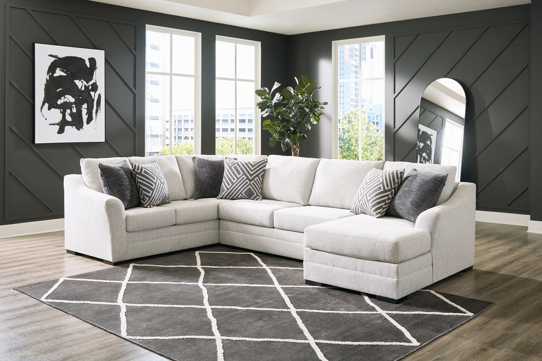 Sam's Furniture - Ashley Furniture - Koralynn Sectional - LAF 3-Piece Sectional with Chaise / Stone - 54102S2