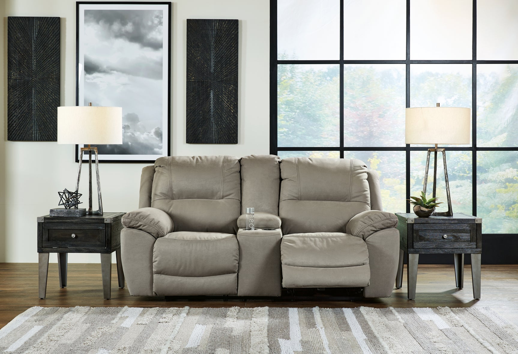 Sam's Furniture - Ashley Furniture - Next-Gen Gaucho Living Room - DBL Rec Loveseat w/Console / Putty - 5420394