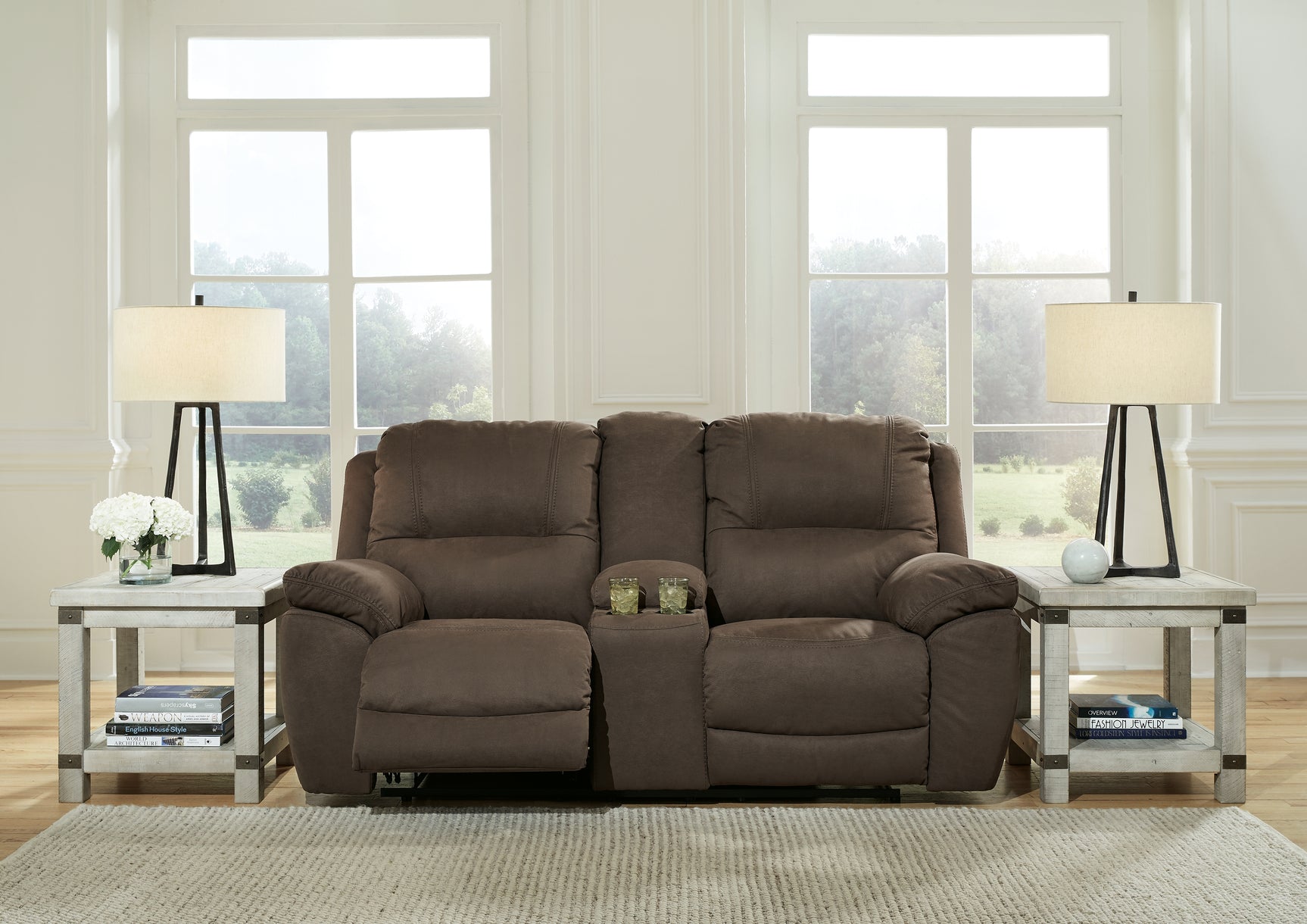 Sam's Furniture - Ashley Furniture - Next-Gen Gaucho Living Room - DBL Rec Loveseat w/Console / Espresso - 5420494