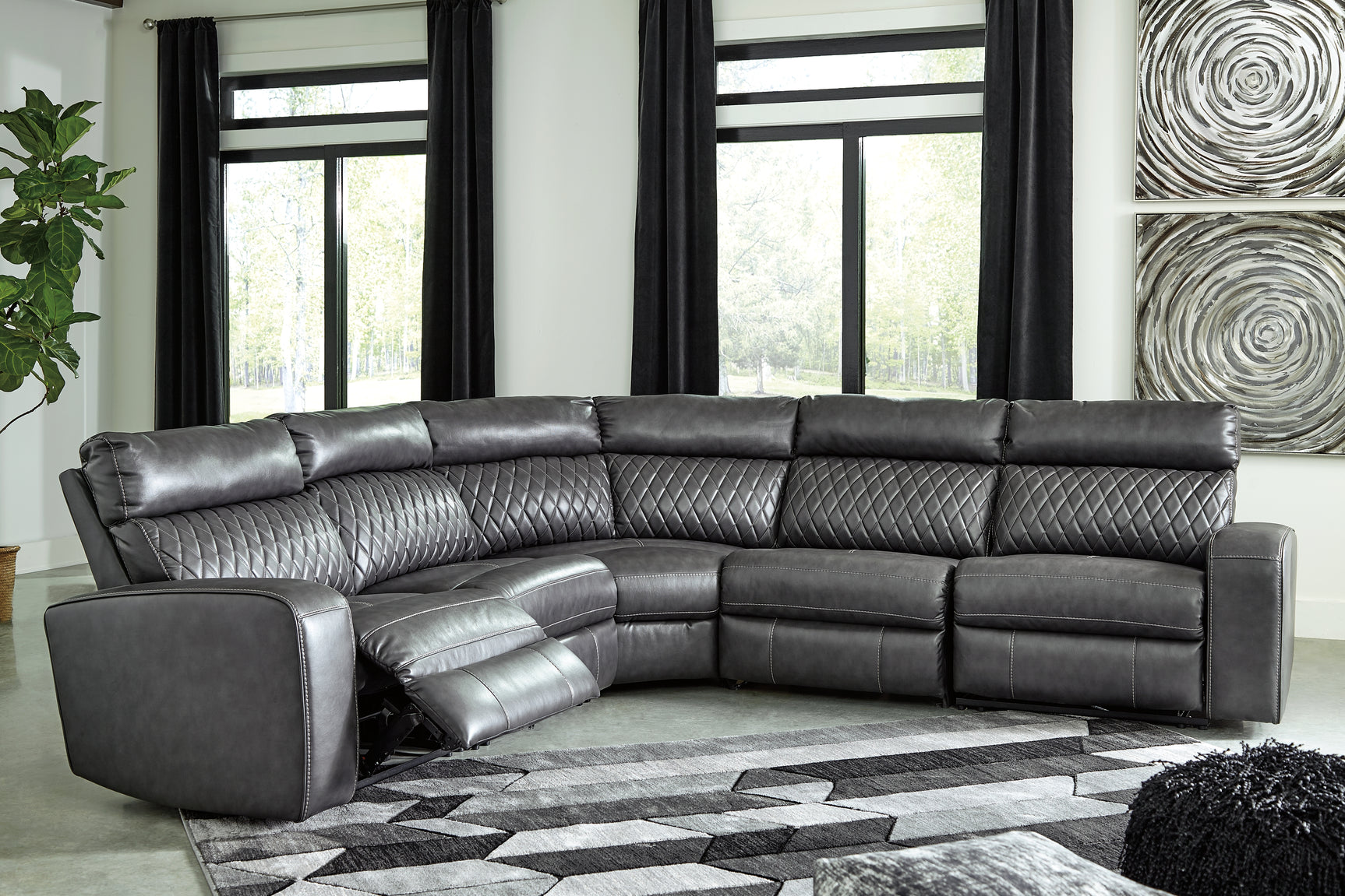 Sam's Furniture - Ashley Furniture - Samperstone Sectional - 5-Piece Power Reclining Sectional / Gray - 55203S1