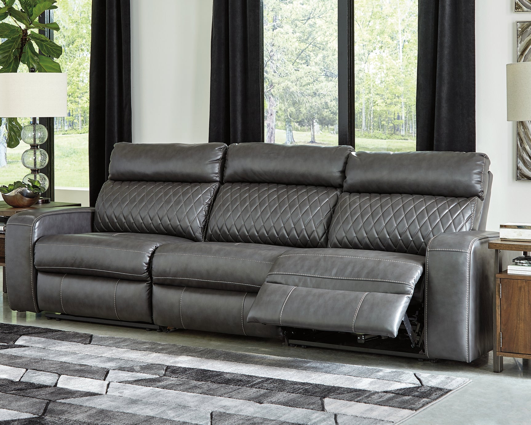 Sam's Furniture - Ashley Furniture - Samperstone Sectional - 3-Piece Power Reclining Sectional Sofa / Gray - 55203S4