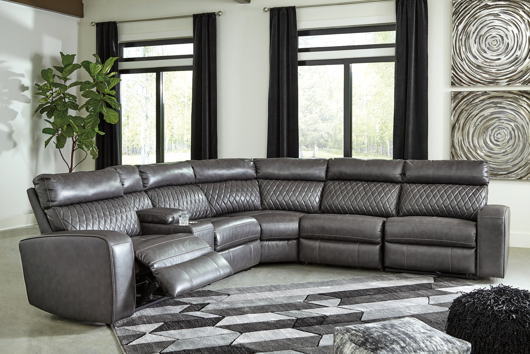 Sam's Furniture - Ashley Furniture - Samperstone Sectional - 2-Piece Power Reclining Sectional Loveseat / Gray - 55203S5