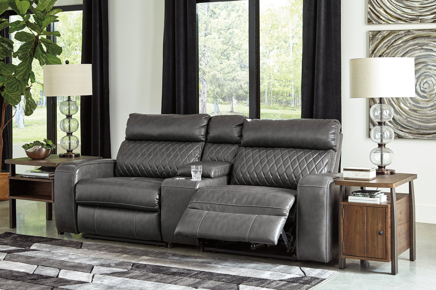 Sam's Furniture - Ashley Furniture - Samperstone Sectional - 3-Piece Power Reclining Sectional Loveseat / Gray - 55203S3