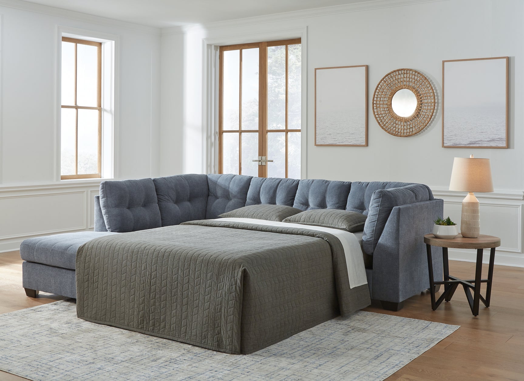 Sam's Furniture - Ashley Furniture - Marleton Sectional - RAF 2-Piece Sleeper Sectional with Chaise / Denim - 55303S3