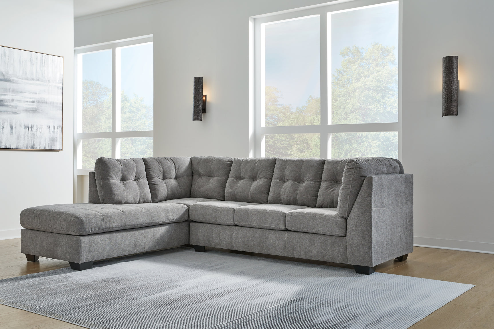 Sam's Furniture - Ashley Furniture - Marleton Sectional - RAF 2-Piece Sectional with Chaise / Gray - 55305S1